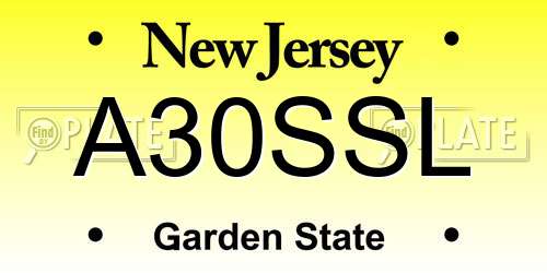 A30SSL New Jersey License Plate