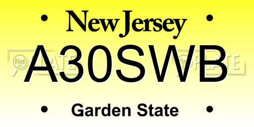 A30SWB New Jersey License Plate