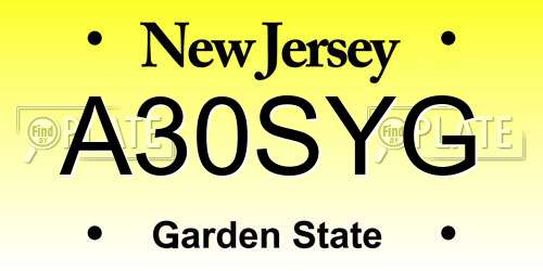 A30SYG New Jersey License Plate