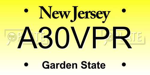 A30VPR New Jersey License Plate