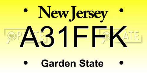 A31FFK New Jersey License Plate