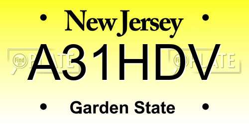 A31HDV New Jersey License Plate