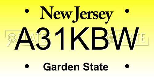 A31KBW New Jersey License Plate