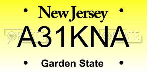 A31KNA New Jersey License Plate