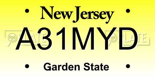A31MYD New Jersey License Plate