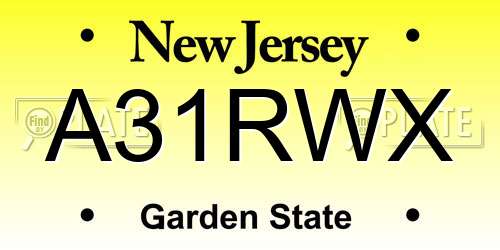 A31RWX New Jersey License Plate