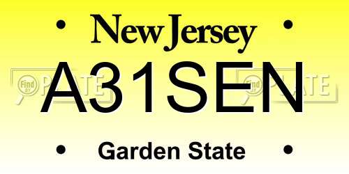 A31SEN New Jersey License Plate