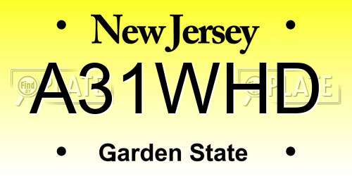 A31WHD New Jersey License Plate