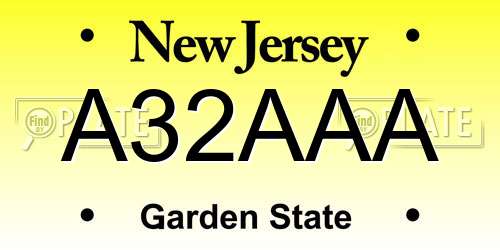 A32AAA New Jersey License Plate