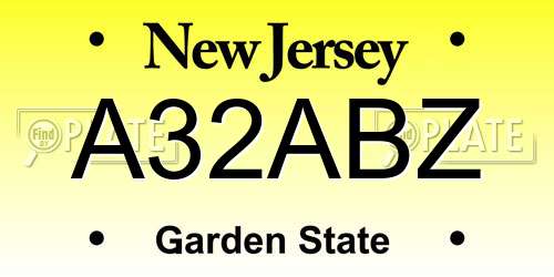 A32ABZ New Jersey License Plate
