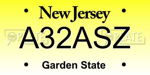 A32ASZ New Jersey License Plate