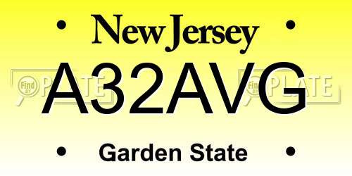 A32AVG New Jersey License Plate