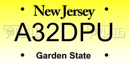 A32DPU New Jersey License Plate
