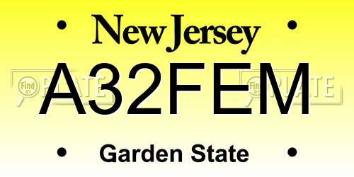 A32FEM New Jersey License Plate