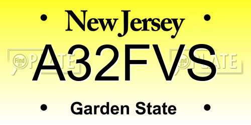 A32FVS New Jersey License Plate