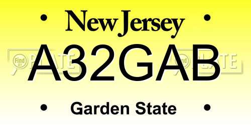 A32GAB New Jersey License Plate