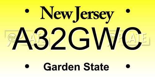 A32GWC New Jersey License Plate