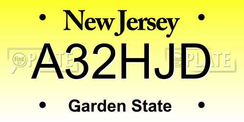 A32HJD New Jersey License Plate