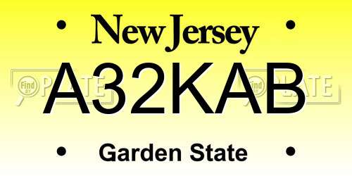 A32KAB New Jersey License Plate