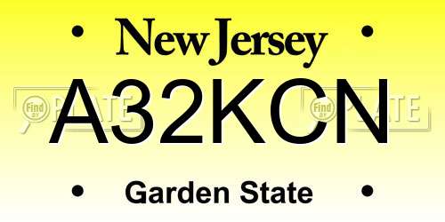 A32KCN New Jersey License Plate