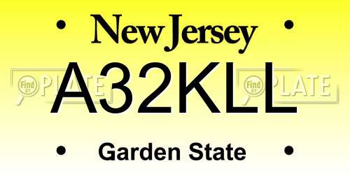 A32KLL New Jersey License Plate