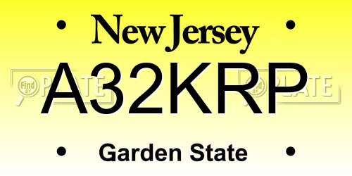 A32KRP New Jersey License Plate