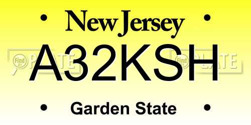 A32KSH New Jersey License Plate