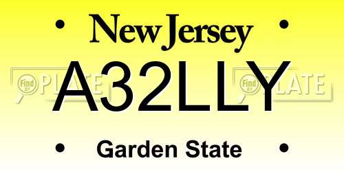 A32LLY New Jersey License Plate