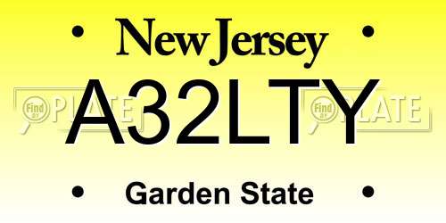A32LTY New Jersey License Plate