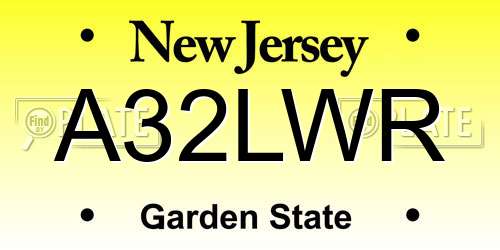 A32LWR New Jersey License Plate
