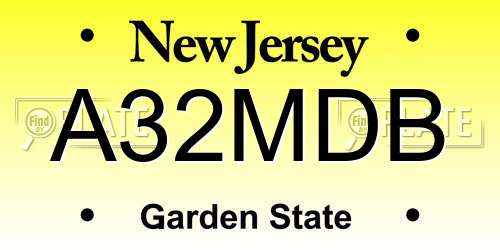 A32MDB New Jersey License Plate