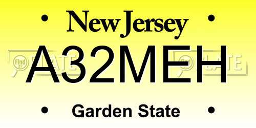 A32MEH New Jersey License Plate