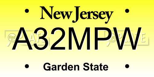 A32MPW New Jersey License Plate
