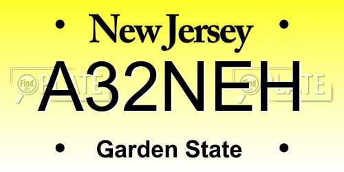 A32NEH New Jersey License Plate