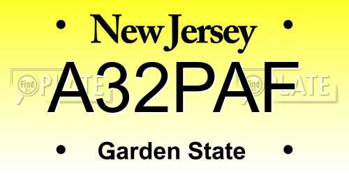 A32PAF New Jersey License Plate
