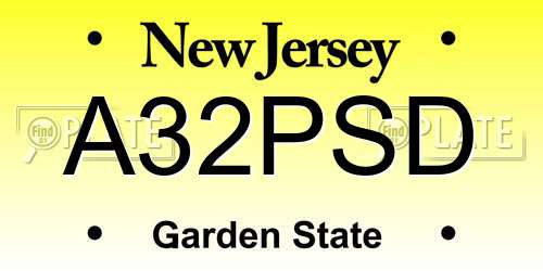 A32PSD New Jersey License Plate