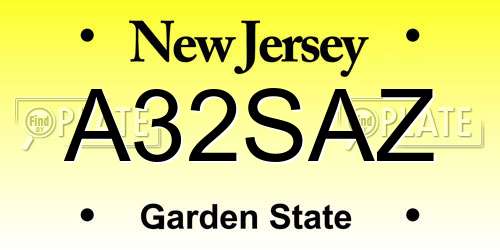 A32SAZ New Jersey License Plate