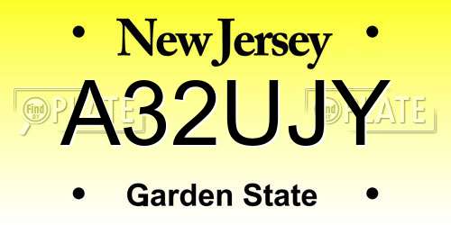A32UJY New Jersey License Plate