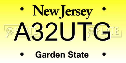 A32UTG New Jersey License Plate