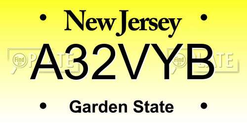 A32VYB New Jersey License Plate