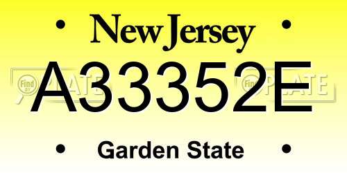 A33352E New Jersey License Plate