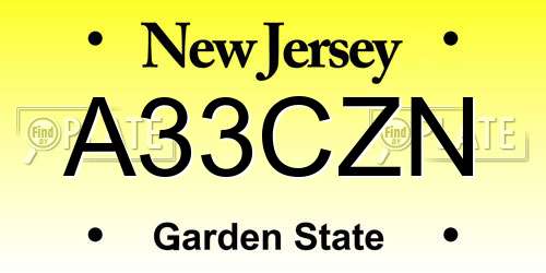 A33CZN New Jersey License Plate