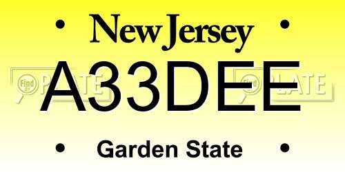 A33DEE New Jersey License Plate