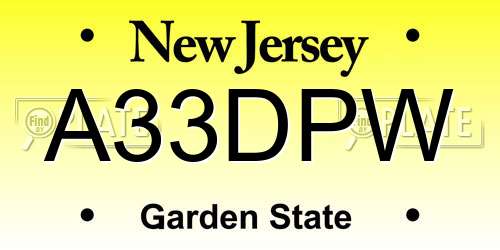 A33DPW New Jersey License Plate