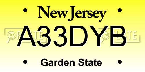 A33DYB New Jersey License Plate