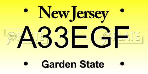 A33EGF New Jersey License Plate