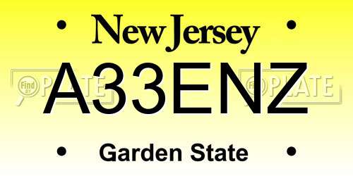 A33ENZ New Jersey License Plate