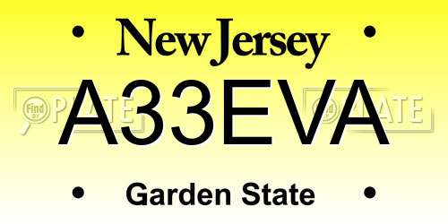 A33EVA New Jersey License Plate