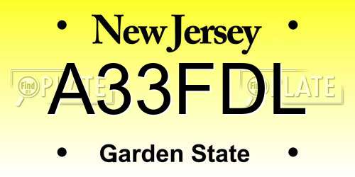 A33FDL New Jersey License Plate