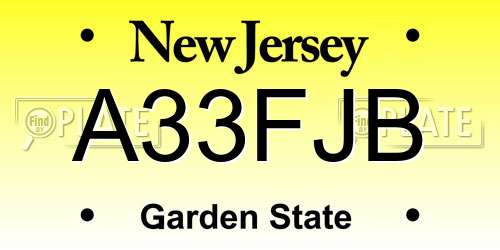 A33FJB New Jersey License Plate
